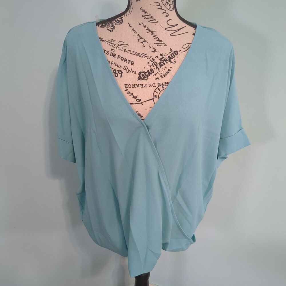 Zenana Outfitters 1X Dolman Sleeve Shirt Top new with tags blue